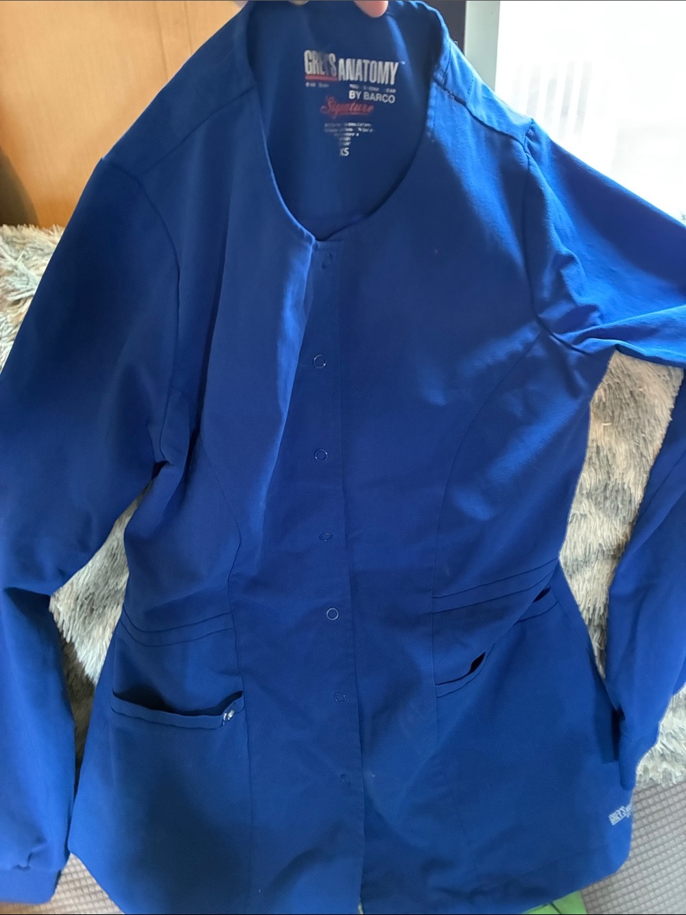 Grey's Anatomy Women's Royal Blue Snap Front Medical Jacket